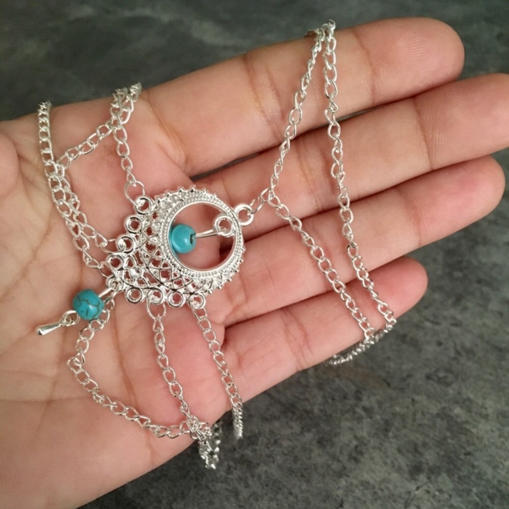 Boho Style Silver Colored Anklet - Picture 4 of 6